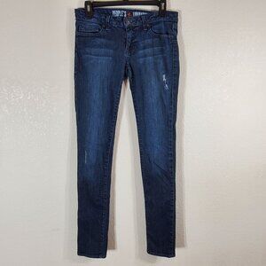 Peoples Liberation Womens Size 26 Distressed Skinny Blue Jeans Star Pocket